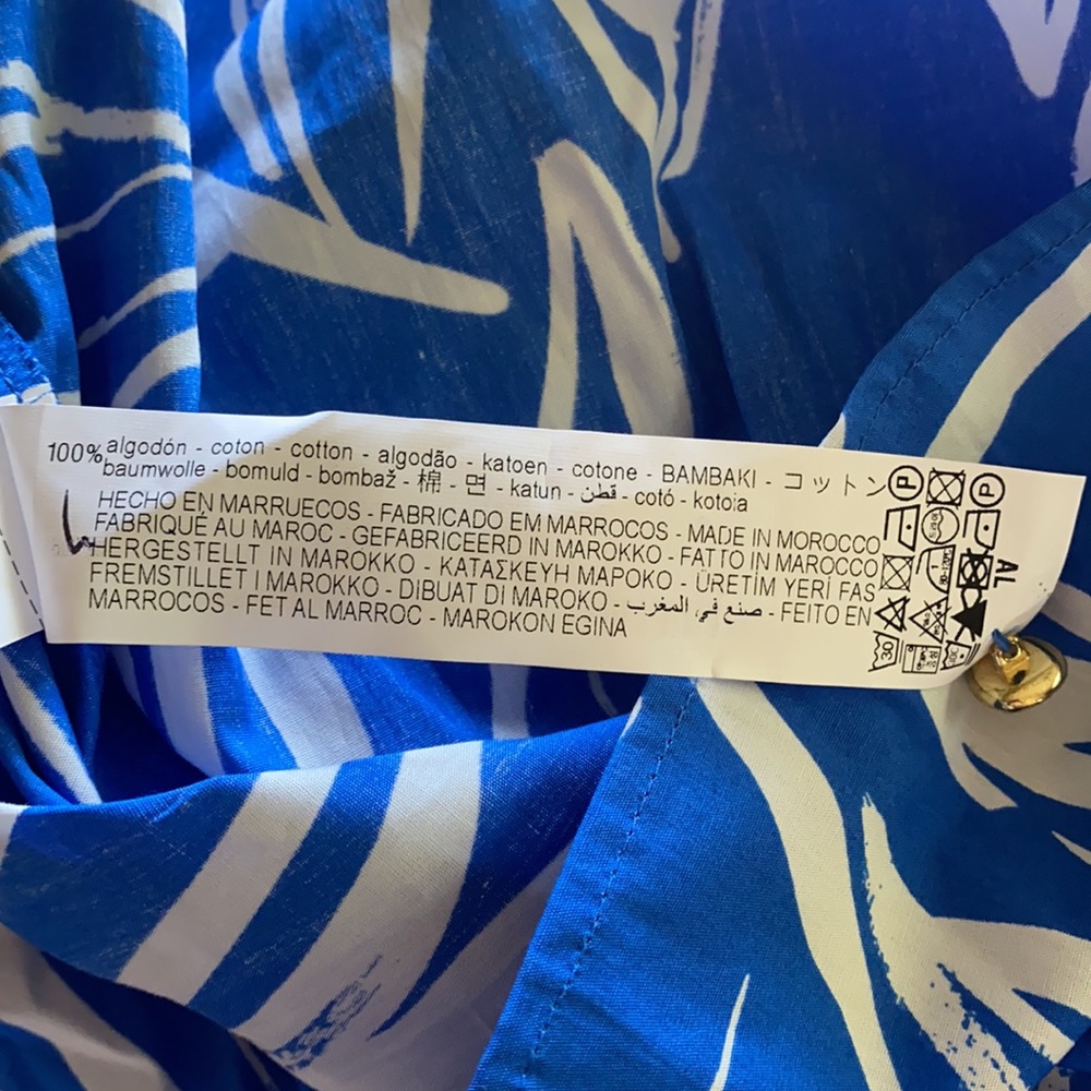 Zara blue cotton printed pleated mini dress - Picture 7 of 11